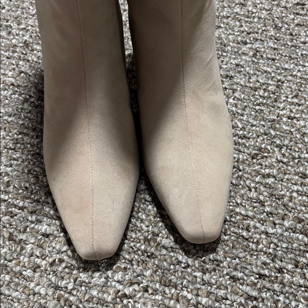 Chic Beige Women's Heeled Boots - Picture 2 of 6